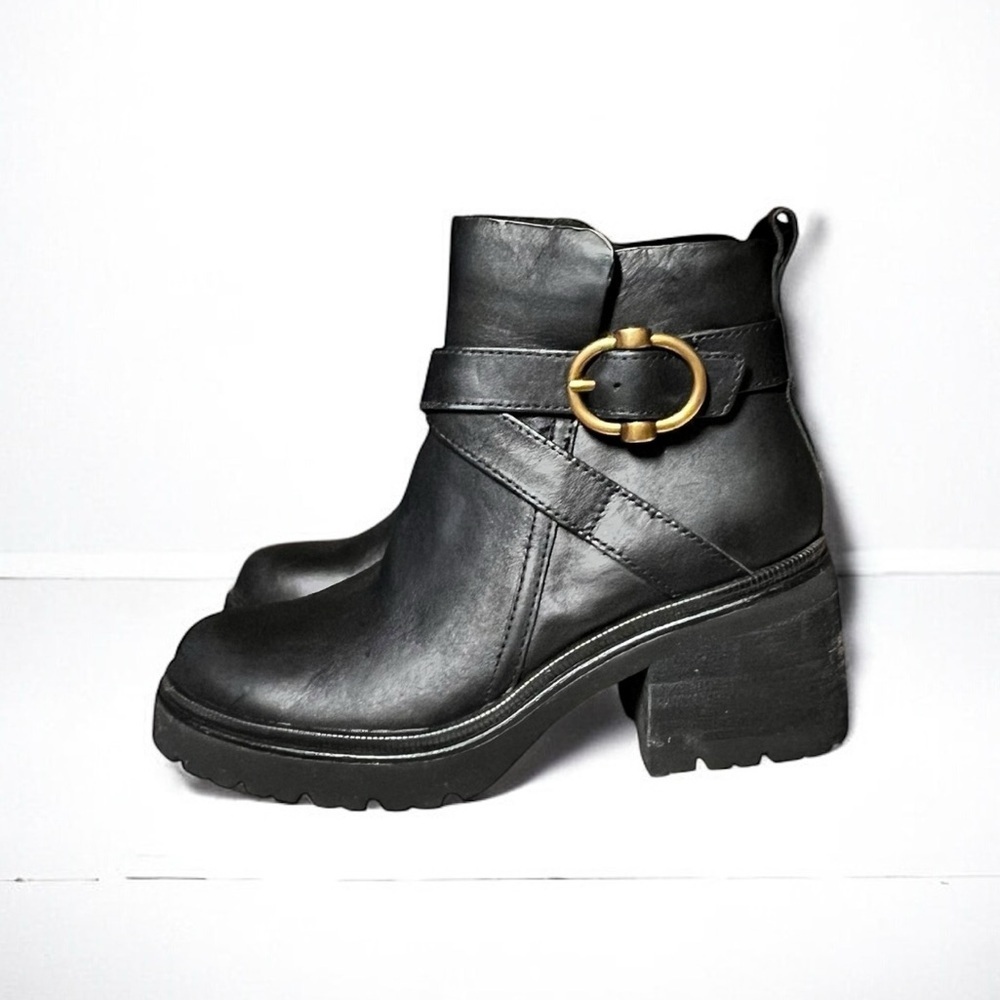 🌻NEW w/tag Aqua Söfft Jeanine Black Leather Ankle Booties | Size 6